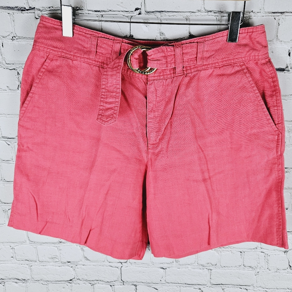 LAUREN RALPH LAUREN | 100% linen belted shorts